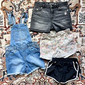 Girls Shorts Bundle Set Denim Overalls Preowned Size 10/12 Play Clothes